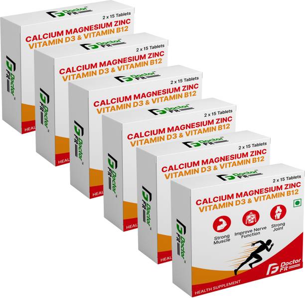 DOCTORFIT Calcium+Magnesium+Zinc+VitaminD3&B12 For Stronger Bones, Immunity, Muscle Health