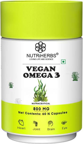 Nutriherbs Vegan Omega 3 Capsule with DHA & EPA Supports Brain, Joint, Heart & Eye Health
