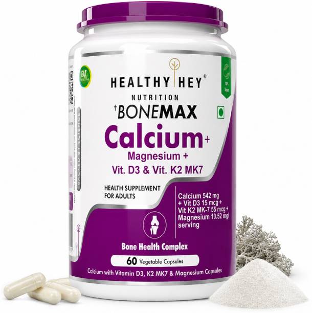 HealthyHey Nutrition Calcium with Magnesium,Vitamin D3 , K2-Mk7 BoneMax Health Complex Capsules