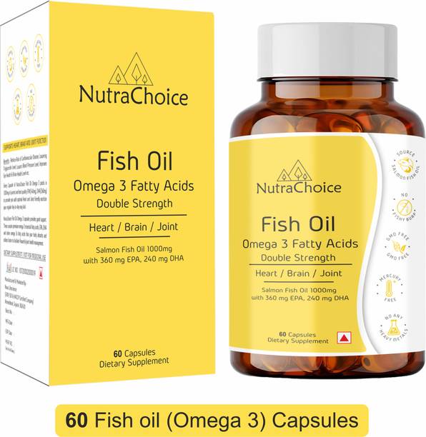 NutraChoice Fish Oil 1000 mg Omega 3 (360mg EPA & 240mg DHA) for Brain, Heart & Joint Health