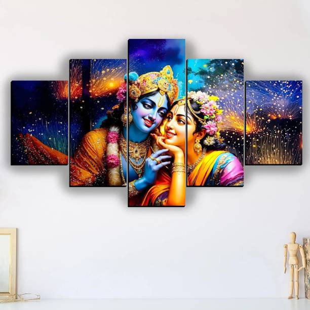 SNDArt Radha Krishna Modern Art Wall Decor Gift Itmes For Home Decor Pack of 5