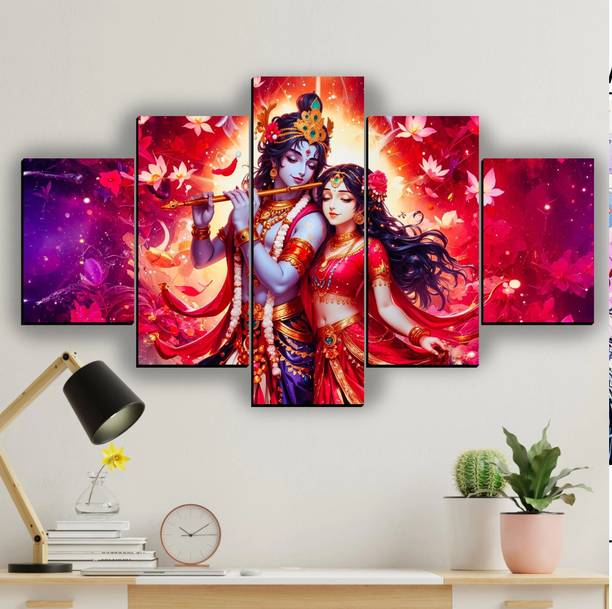 SNDArt Radha Krishna Wall Decor Gift Items For Living Room Pack of 5
