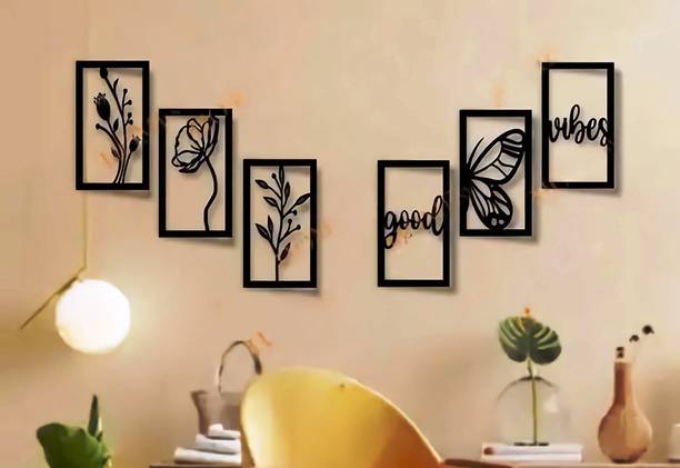 The Hind Arts Wooden Wall Hanging For Home Decor shelf home Living Room, Decor, Balcony, Pack of 6