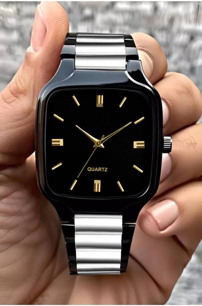 WRISTON SQVER RADO SILVAR & BLEK Analog Watch Display with Slim Case Design Wrist Watch for Men Analog Watch  - For Men