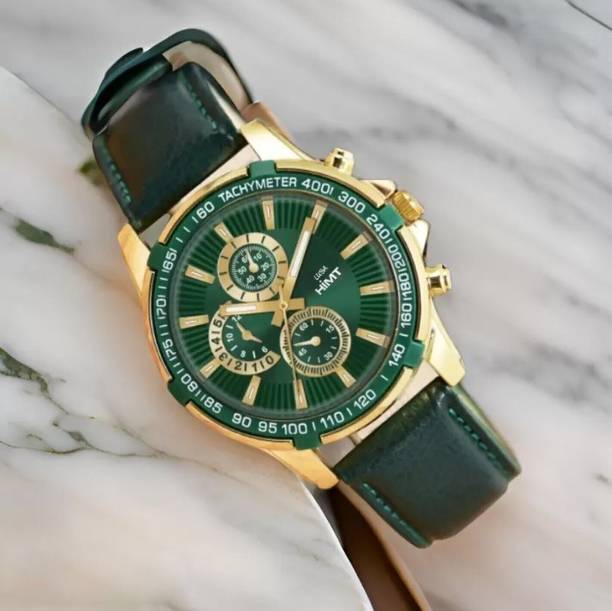 Green Dial & Green Genuine Leather Strap for Boys (Not a Chronograph) Analog Watch  - For Men HMTI-25021