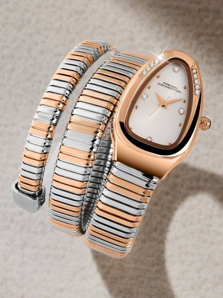 The Mystic Curve Women's Analog Rose Gold Watch | Silver Sunray Dial Analog Watch - For Women FCN0110SRTM