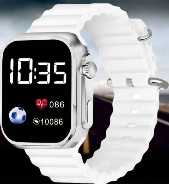 White LED Digital Watch for Boys & Girls with Soft Silicone Strap Square Dial Digital Watch  - For Boys & Girls ULTRA23SC-WHITE-LED-PRO