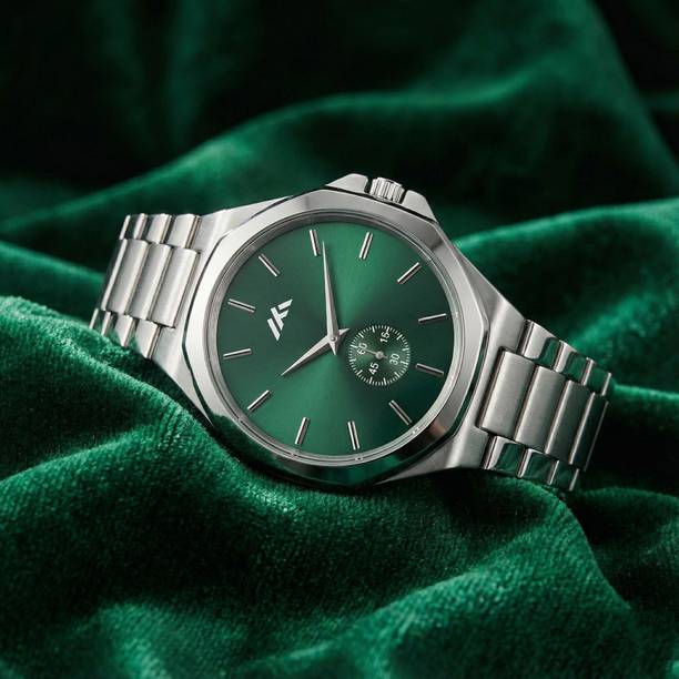 TERIZLA MT-843 Luxury Analog Watch – Integrated Steel Bracelet & Green Face with Sub-Dial Analog Watch  - For Men