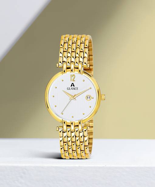 Aglance 1456YM01 white dial Long Last Gold Plated with Date on 3 Designer Watch Long Last Gold Plated with Date on 3 Designer Watch Analog Watch  - For Men