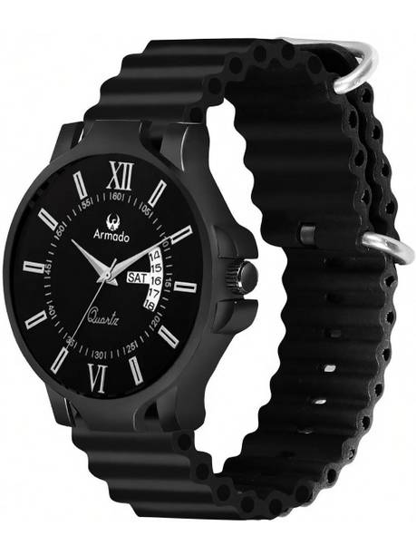 ARMADO 1538- Silicon BLK 1538-black Silicon strap Day And Date analog watch for Men Analog Watch  - For Boys