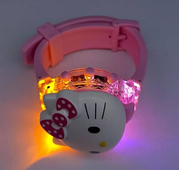 Elhify Special Gift For Kids Gift For Kids Cute Cat Glowing Light and Disco Music Digital Watch for Kids Digital Watch  - For Girls