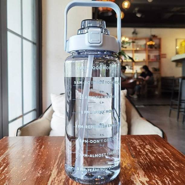Coozico Motivational Water Bottle with Time Marker Transparent 2000 ml Bottle