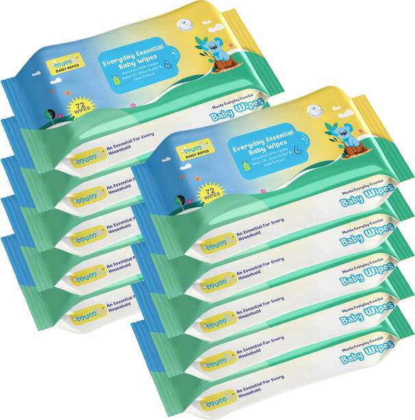 Mumta Soft Cleansing Baby Wipes with Aloe Vera Extracts |72 Counts/Pack (Set of 10)