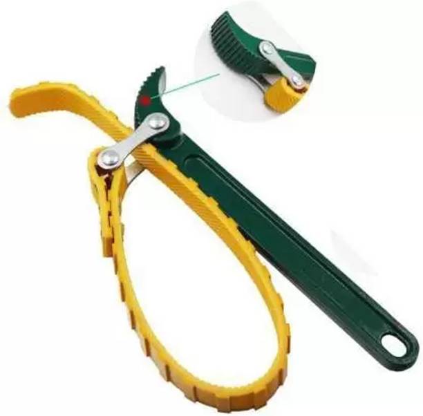 SFW13 9 Inch Strap Type Auto Car Oil Filter Wrench Auto Tool Engine Box Spanner Oil Fuel Filter Wrench Tool Spanner Key Tool Yellow Belt Single Sided Pipe Wrench
