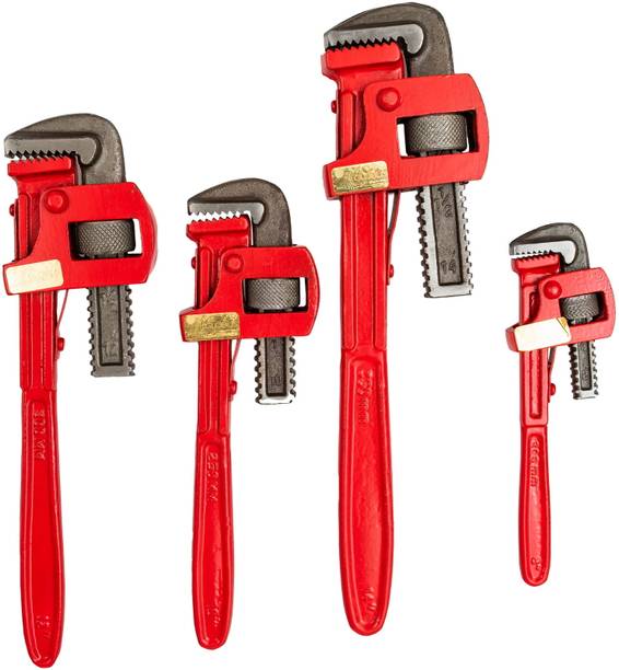 1340-STILSON FORGED STEEL PIPE WRENCH / SPANNER ADJUSTABLE SET/4 (8"/200MM) & (10"/250MM) & (12"300MM) AND (14"/350MM) Single Sided Pipe Wrench