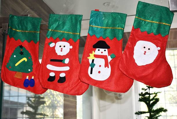 Flipkart SmartBuy Christmas Cloth Stockings Socks for Decoration Christmas Stocking
