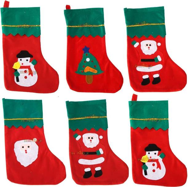 vital creation New_ Stockings Socks Candy Gift Santa Tree Decoration Classic Red-XMAS Tree Stand Pack of 6