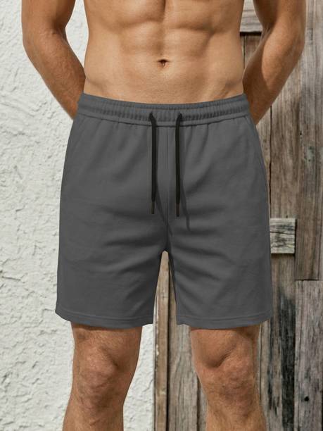 TRIPR Solid Men Dark Grey Regular Shorts