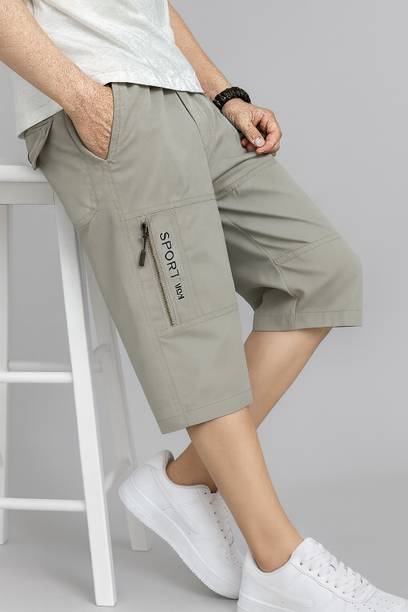 TYRELL Solid Men Beige Cargo Shorts