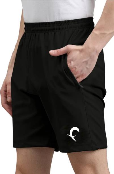 Sarahna Solid Men Black Sports Shorts