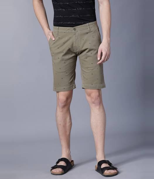 Printed Men Green Chino Shorts