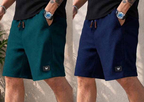 Pack of 2 Solid Men Multicolor Regular Shorts