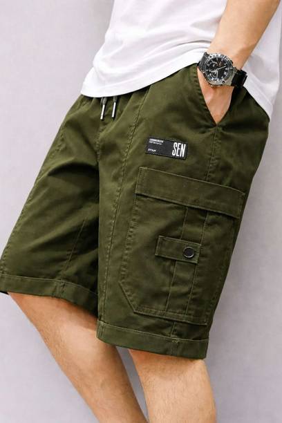 Mashur fab Solid Men Green Cargo Shorts