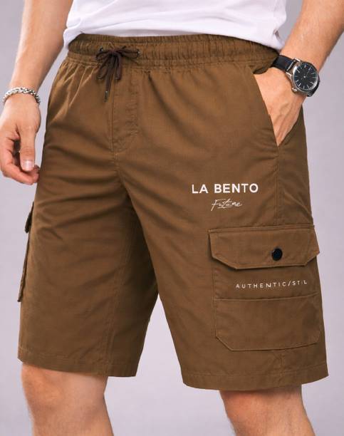 Printed Men Brown Cargo Shorts