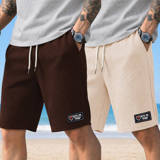 Yazole Solid Men Multicolor Regular Shorts