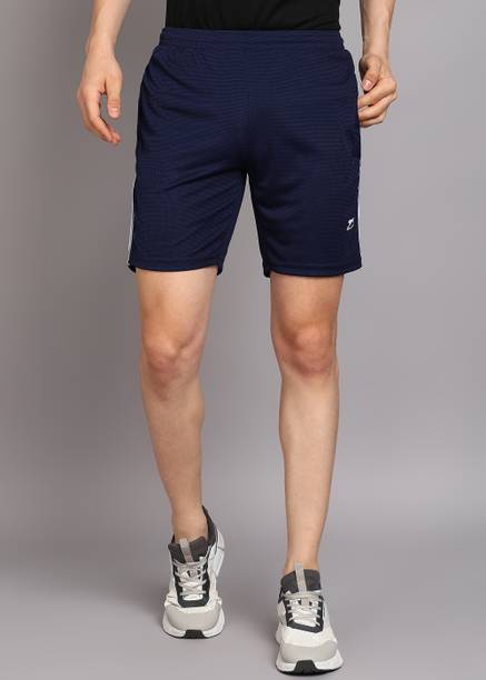 Self Design Men Dark Blue Sports Shorts