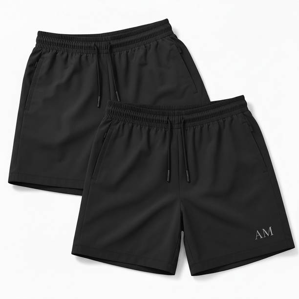 Printed Men Black Gym Shorts, Sports Shorts