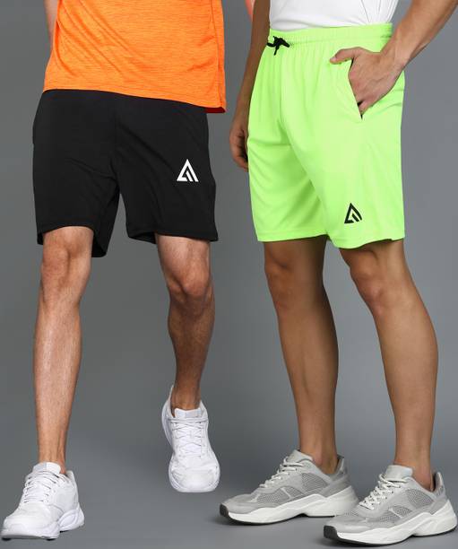 Adrenex Solid Men Black Basic Shorts
