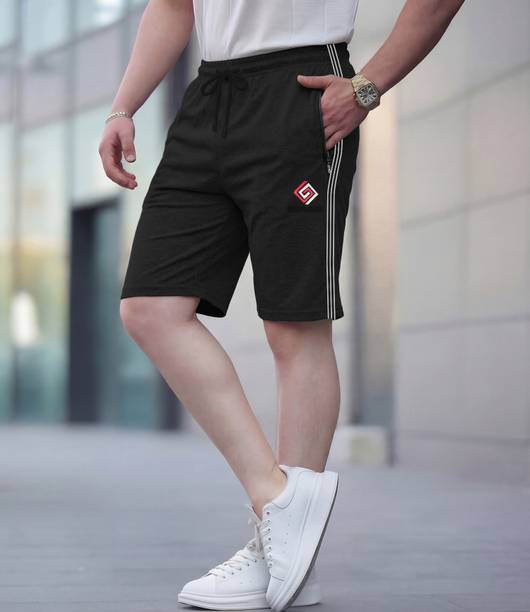 FEEL TRACK Solid Men Black Basic Shorts
