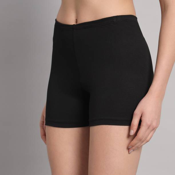 Solid Women Black Gym and Sports Shorts