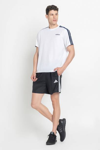 Striped Men Black Casual Shorts