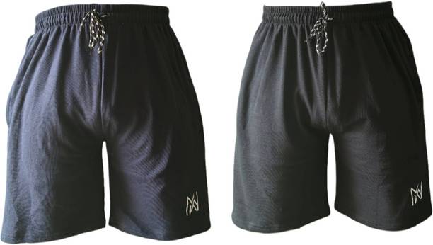 MAWA Solid Men Black, Dark Blue Casual Shorts, Night Shorts, Bermuda Shorts, Regular Shorts, Board Shorts, Basic Shorts
