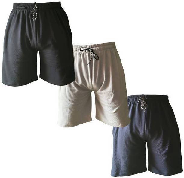 AAVUN TRADERS Solid, Dyed/Washed Men & Women Black, Grey, Dark Blue Baggy Shorts, Basic Shorts, High Waist Shorts, Boxer Shorts, Board Shorts, Sports Shorts