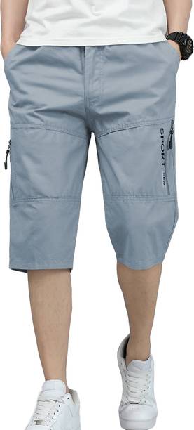 RIDHUDEE Solid Men Silver Regular Shorts