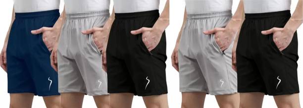 Pack of 5 Solid Men Multicolor Sports Shorts