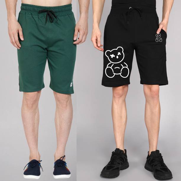 GYRFALCON Printed Men Black, Green Casual Shorts