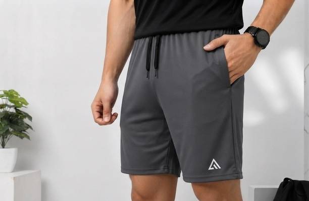 Adrenex Printed Men Dark Grey Gym Shorts, Running Shorts, Sports Shorts, Casual Shorts