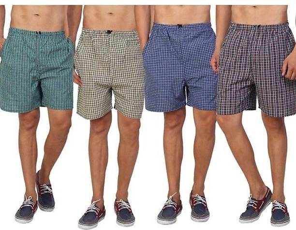 J S World Fashion Checkered Men & Women Multicolor Bermuda Shorts