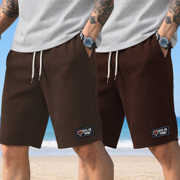 Yazole Solid Men Multicolor Regular Shorts