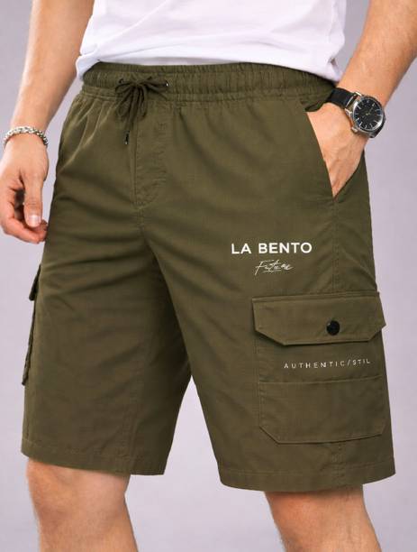 Printed Men Green Cargo Shorts