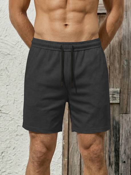 TRIPR Solid Men Black Regular Shorts