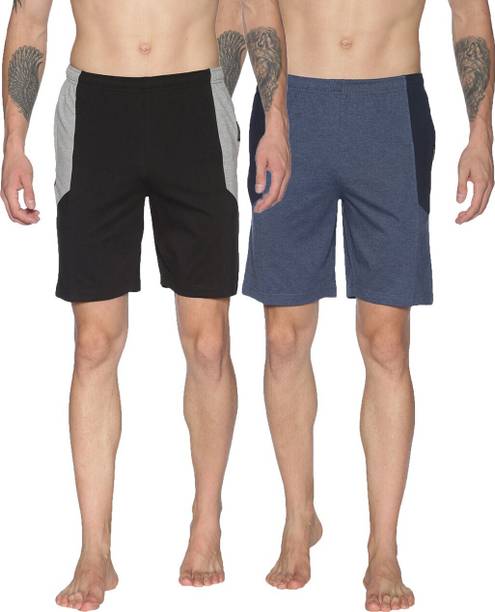 Dollar Color Block Men Black, Blue Regular Shorts