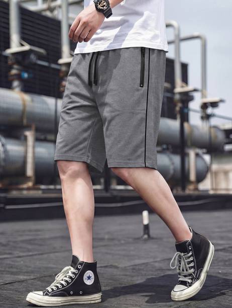FEEL TRACK Solid Men Grey Basic Shorts