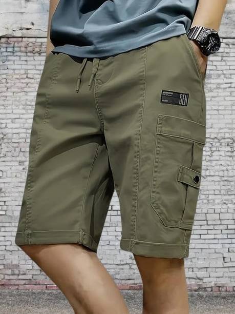 TYRELL Solid Men Green Cargo Shorts