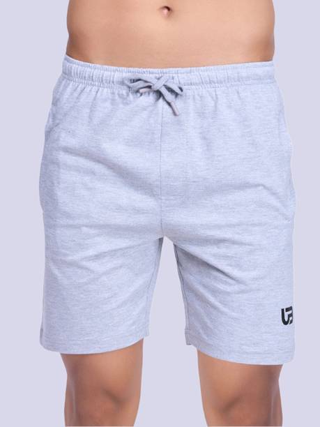 Ramraj Cotton Solid Men Grey Regular Shorts