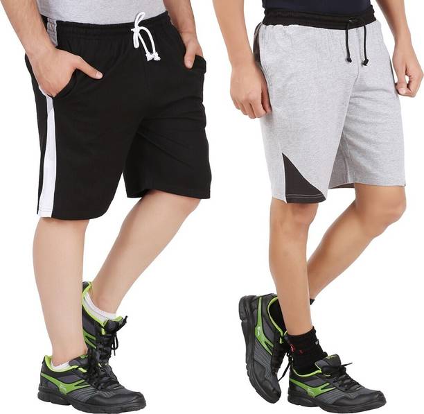 Trendolo Color Block Men Black, Grey Casual Shorts